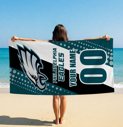 LIMITED EDITION - NEW CUSTOMIZED NFL02 PPE PHILADELPHIA EAGLES BEACH & BATH TOWEL