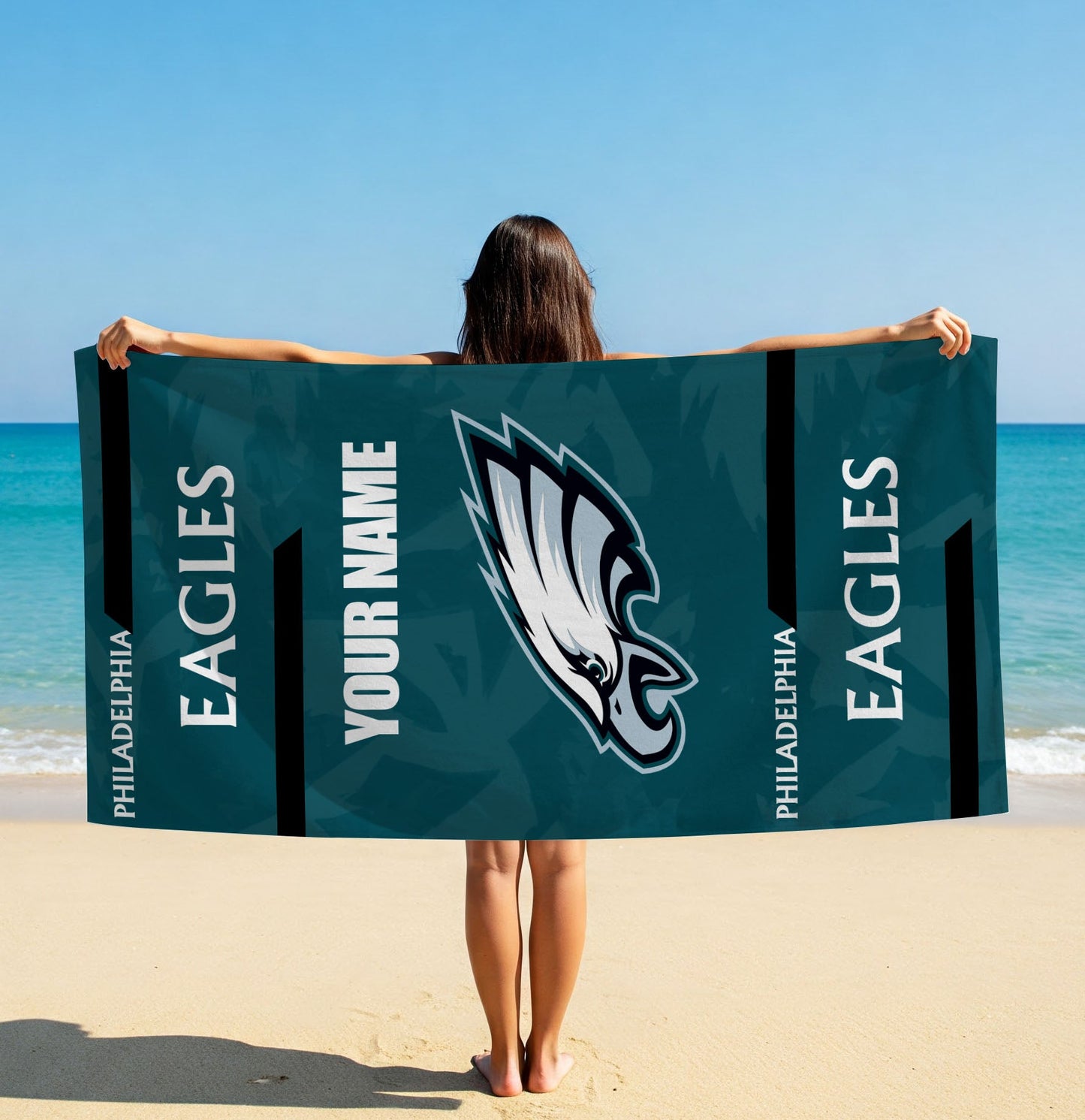 LIMITED EDITION - NEW CUSTOMIZED NFL02 PPE PHILADELPHIA EAGLES BEACH & BATH TOWEL