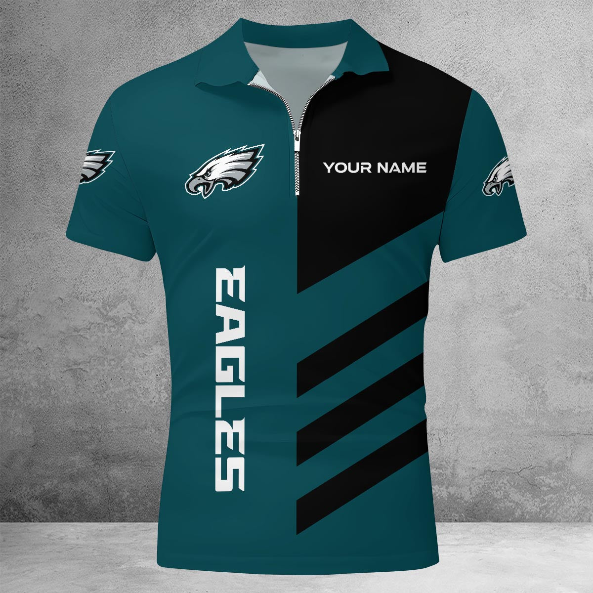 LIMITED EDITION - NEW CUSTOMIZED NFL02 PPE PHILADELPHIA EAGLES ZIP POLO SHIRT