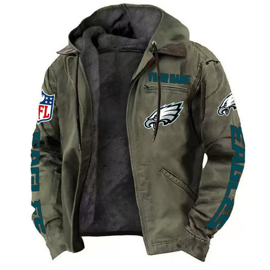 LIMITED EDITION - NEW CUSTOMIZED NFL02 PPE PHILADELPHIA EAGLES HOODED CARDIGAN JACKET