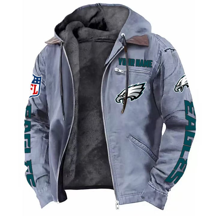 LIMITED EDITION - NEW CUSTOMIZED NFL02 PPE PHILADELPHIA EAGLES HOODED CARDIGAN JACKET