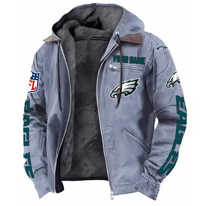 LIMITED EDITION - NEW CUSTOMIZED NFL02 PPE PHILADELPHIA EAGLES HOODED CARDIGAN JACKET