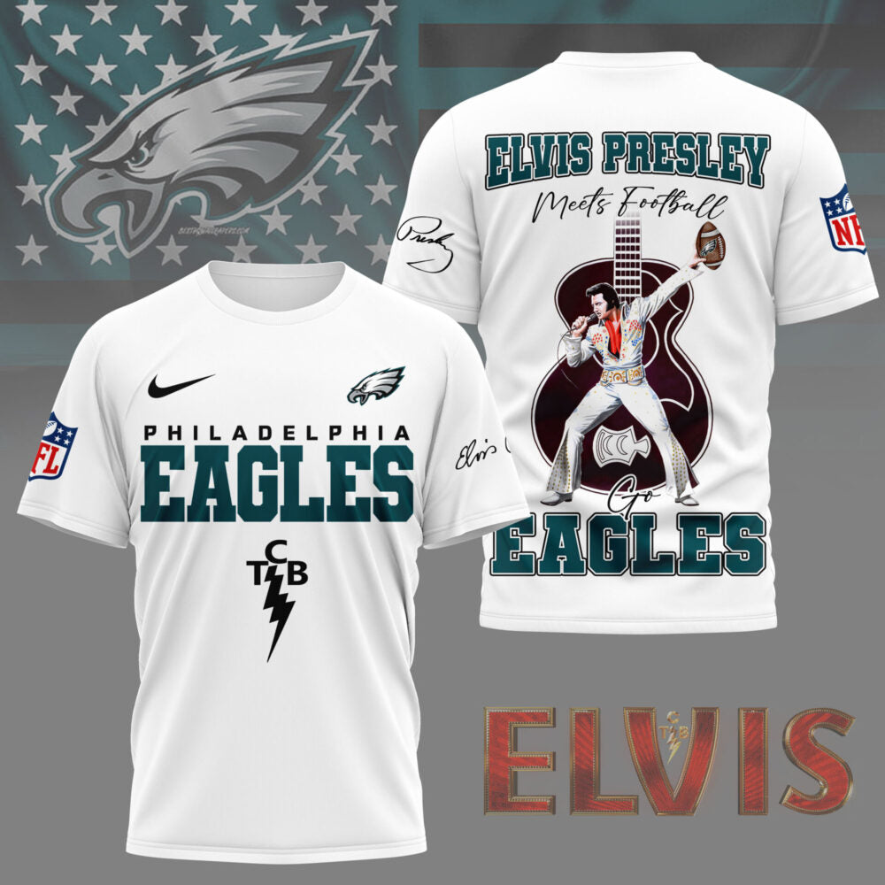 LIMITED EDITION - NEW CUSTOMIZED NFL02 PPE PHILADELPHIA EAGLES X ELVIS PRESLEY FAN 3D SHIRT