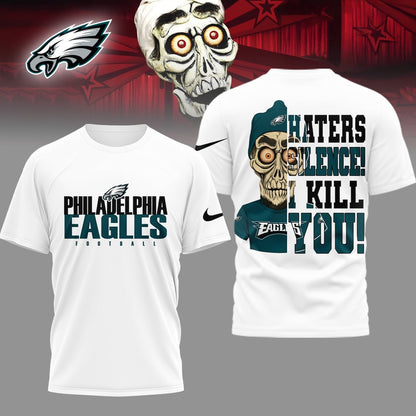 LIMITED EDITION - NEW CUSTOMIZED NFL02 PPE PHILADELPHIA EAGLES HATERS SILENCE I KILL YOU SHIRT