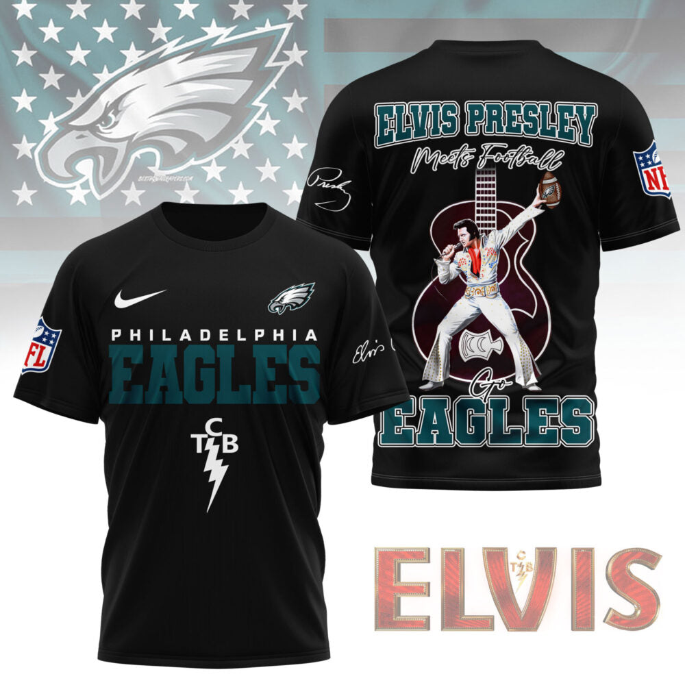 LIMITED EDITION - NEW CUSTOMIZED NFL02 PPE PHILADELPHIA EAGLES X ELVIS PRESLEY FAN 3D SHIRT