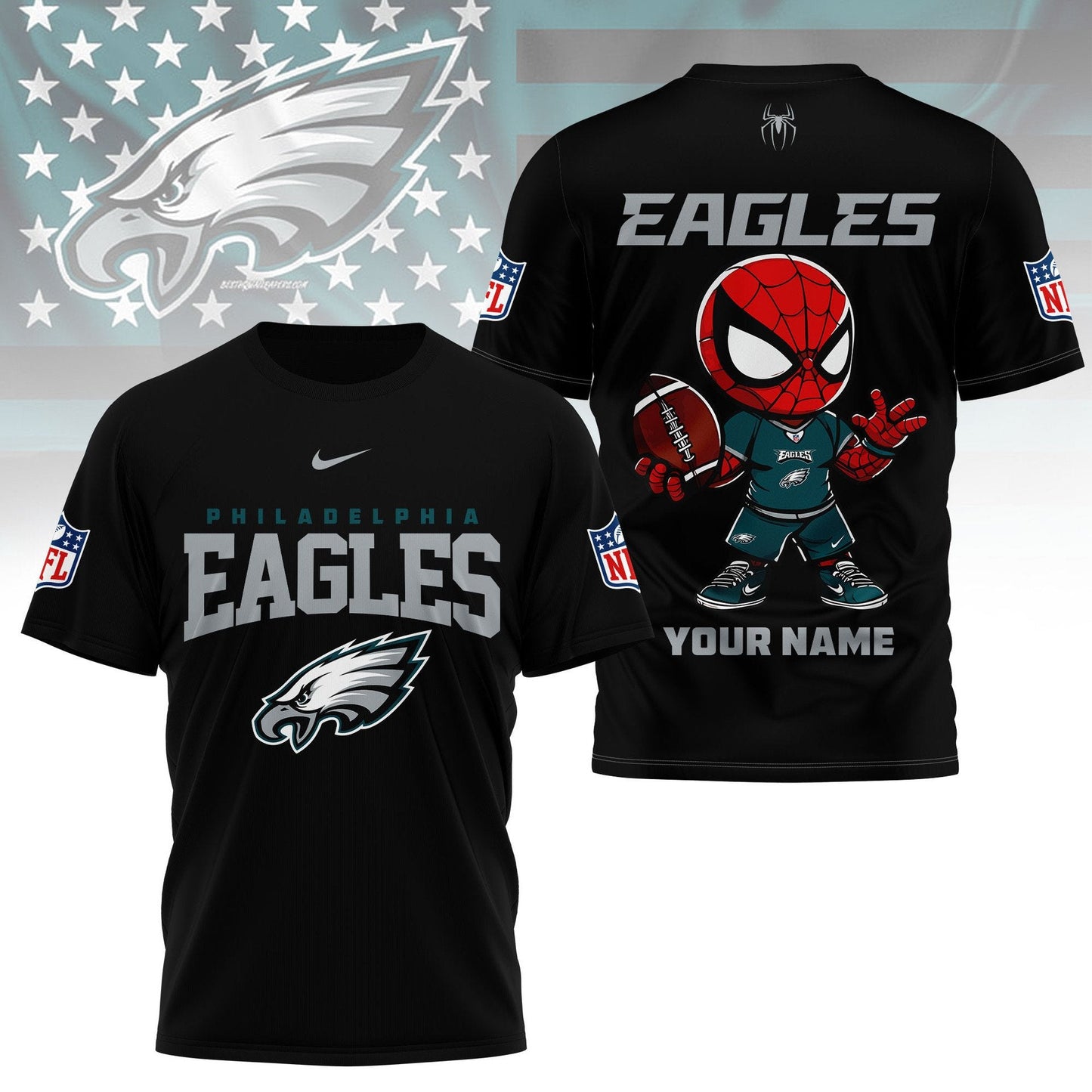 LIMITED EDITION - NEW CUSTOMIZED NFL02 PPE PHILADELPHIA EAGLES SPIDER HERO 3D SHIRT