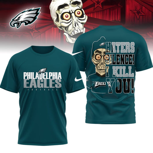 LIMITED EDITION - NEW CUSTOMIZED NFL02 PPE PHILADELPHIA EAGLES HATERS SILENCE I KILL YOU SHIRT