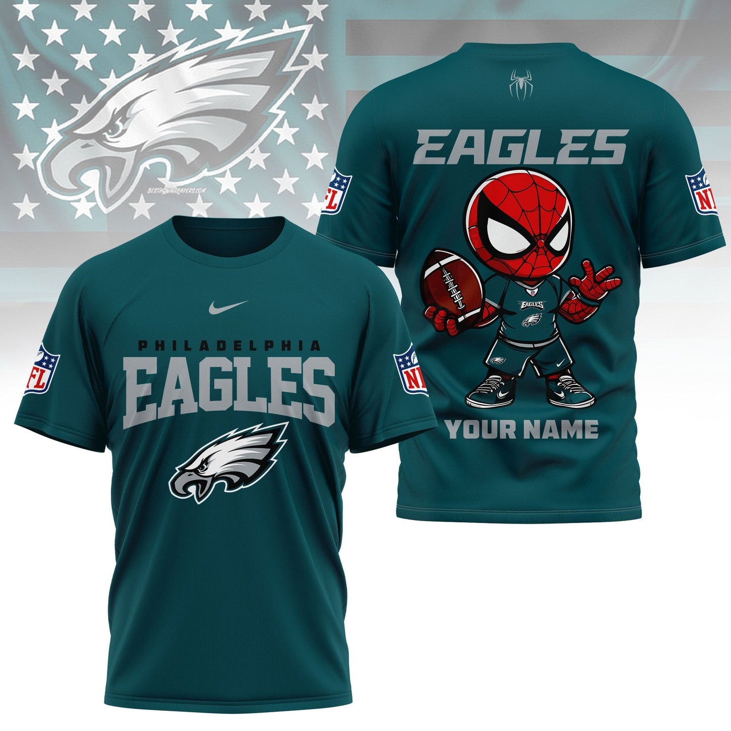 LIMITED EDITION - NEW CUSTOMIZED NFL02 PPE PHILADELPHIA EAGLES SPIDER HERO 3D SHIRT
