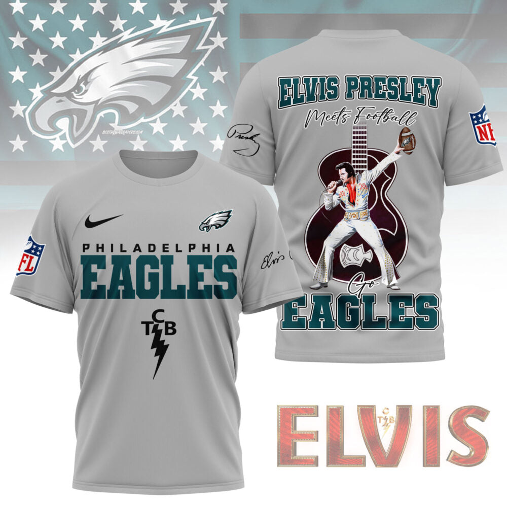 LIMITED EDITION - NEW CUSTOMIZED NFL02 PPE PHILADELPHIA EAGLES X ELVIS PRESLEY FAN 3D SHIRT