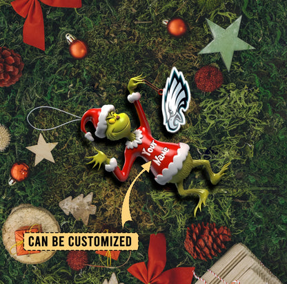 LIMITED EDITION - NEW CUSTOMIZED NFL02 PPE PHILADELPHIA EAGLES THE GRINCH ACRYLIC ORNAMENT