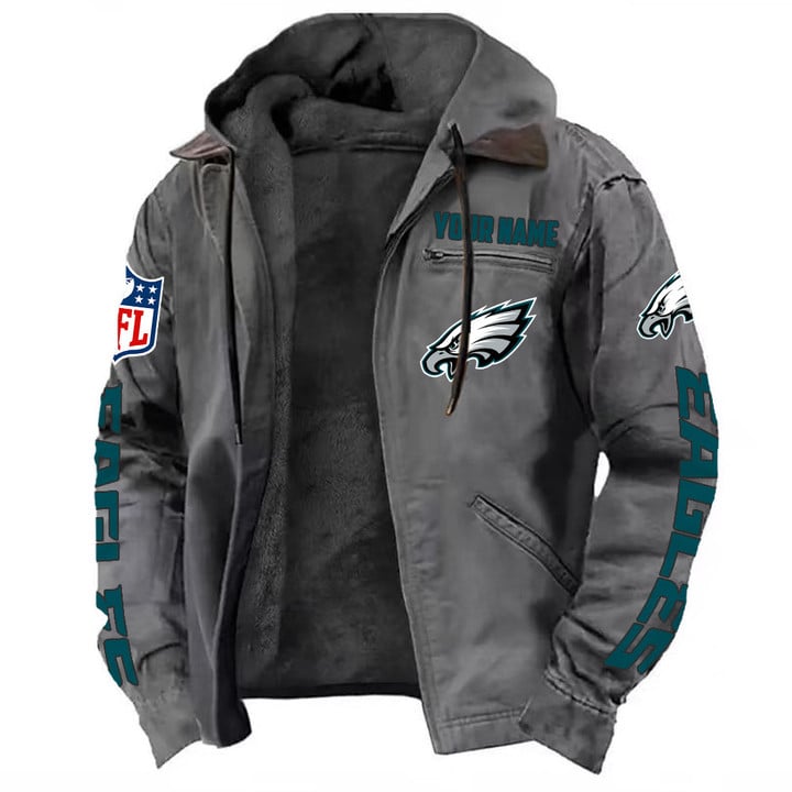 LIMITED EDITION - NEW CUSTOMIZED NFL02 PPE PHILADELPHIA EAGLES HOODED CARDIGAN JACKET