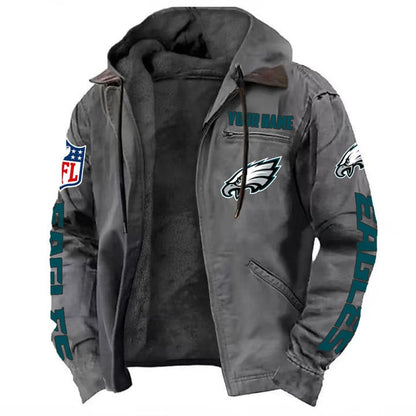 LIMITED EDITION - NEW CUSTOMIZED NFL02 PPE PHILADELPHIA EAGLES HOODED CARDIGAN JACKET