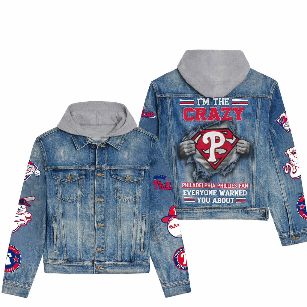 LIMITED EDITION - NEW CUSTOMIZED MLB11 PPS PHILADELPHIA PHILLIES HOODED DENIM JACKET