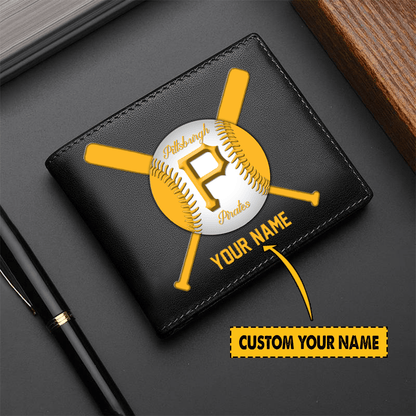 LIMITED EDITION - NEW CUSTOMIZED MLB29 PB PIRATES LEATHER WALLET