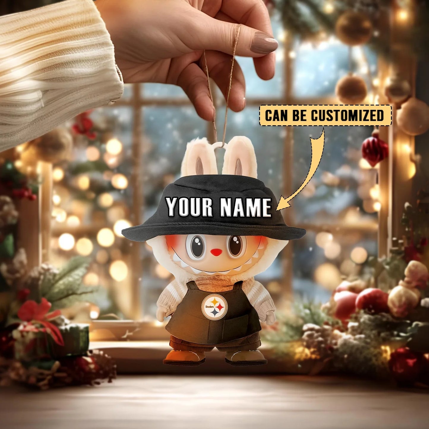 LIMITED EDITION - NEW CUSTOMIZED NFL14 PSB PITTSBURGH STEELERS LABUBU CHRISTMAS ACRYLIC ORNAMENT