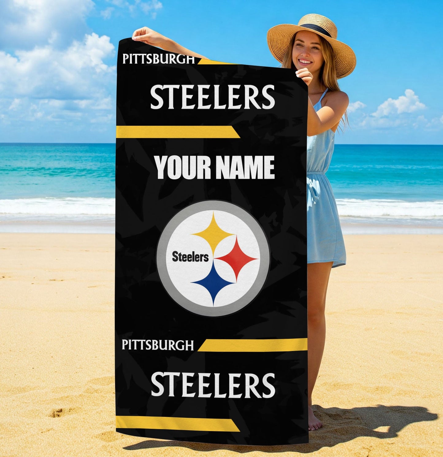 LIMITED EDITION - NEW CUSTOMIZED NFL14 PSB PITTSBURGH STEELERS BEACH & BATH TOWEL