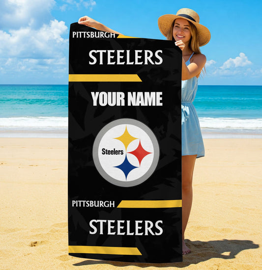LIMITED EDITION - NEW CUSTOMIZED NFL14 PSB PITTSBURGH STEELERS BEACH & BATH TOWEL
