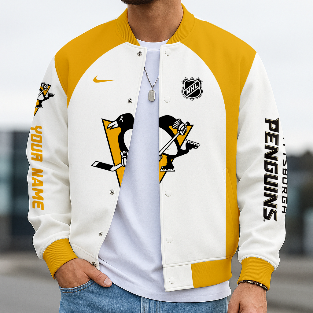 LIMITED EDITION - NEW CUSTOMIZED NHL26 PBP PITTSBURGH PENGUINS BASEBALL JACKET