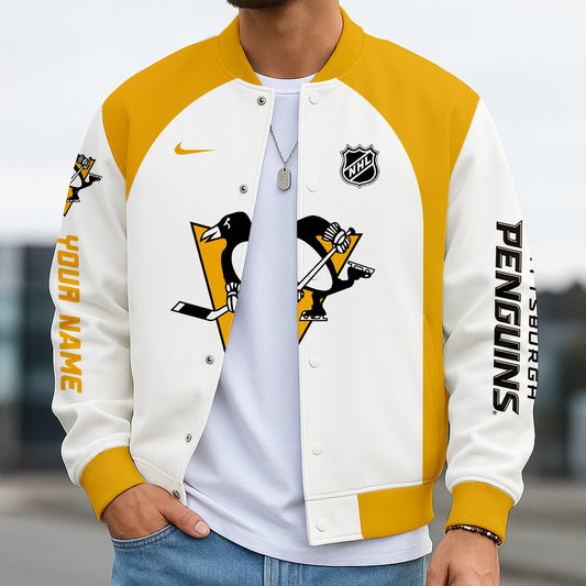 LIMITED EDITION - NEW CUSTOMIZED NHL26 PBP PITTSBURGH PENGUINS BASEBALL JACKET