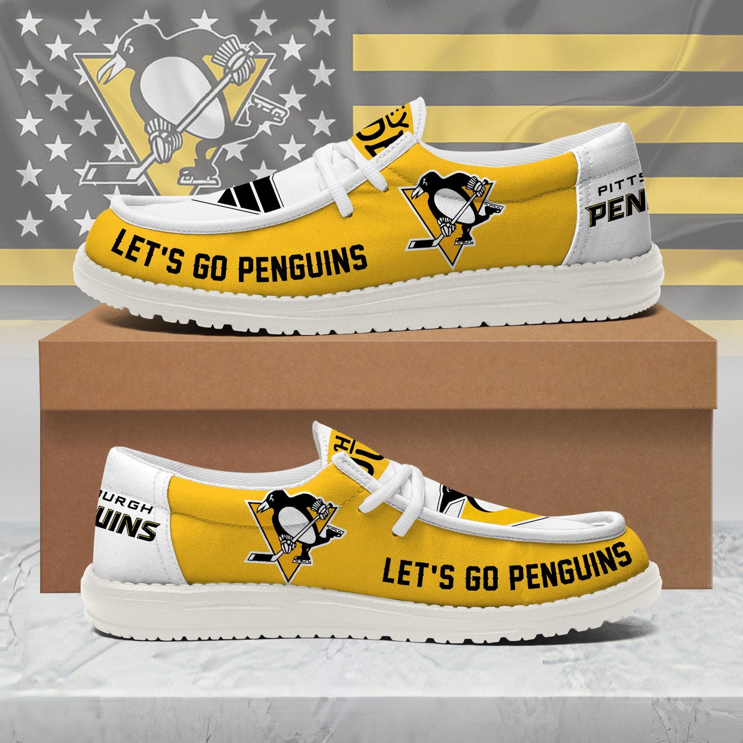 LIMITED EDITION - NEW CUSTOMIZED NHL26 PBP PITTSBURGH PENGUINS LOAFER SHOES