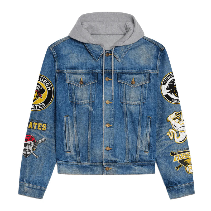 LIMITED EDITION - NEW CUSTOMIZED MLB29 PHP PITTSBURGH PIRATES HOODED DENIM JACKET