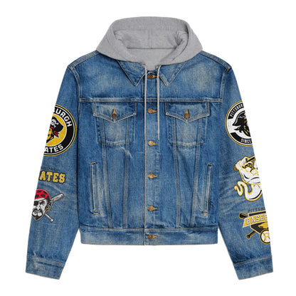 LIMITED EDITION - NEW CUSTOMIZED MLB29 PHP PITTSBURGH PIRATES HOODED DENIM JACKET