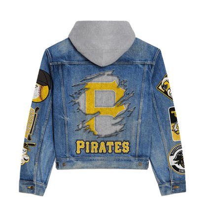 LIMITED EDITION - NEW CUSTOMIZED MLB29 PHP PITTSBURGH PIRATES HOODED DENIM JACKET
