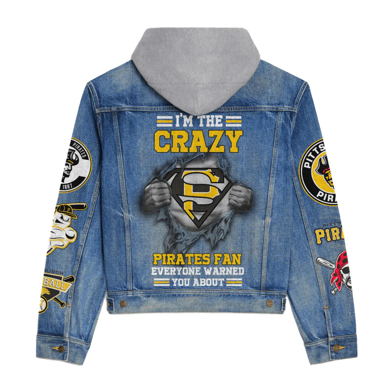 LIMITED EDITION - NEW CUSTOMIZED MLB29 PHP PITTSBURGH PIRATES HOODED DENIM JACKET