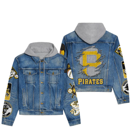LIMITED EDITION - NEW CUSTOMIZED MLB29 PHP PITTSBURGH PIRATES HOODED DENIM JACKET