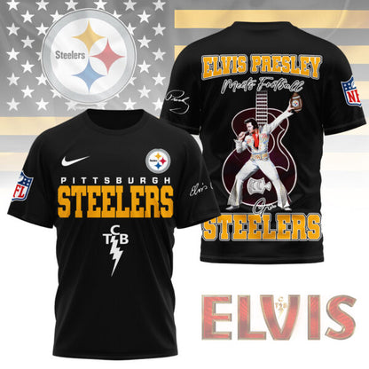 LIMITED EDITION - NEW CUSTOMIZED NFL14 PSB PITTSBURGH STEELERS X ELVIS PRESLEY FAN 3D SHIRT
