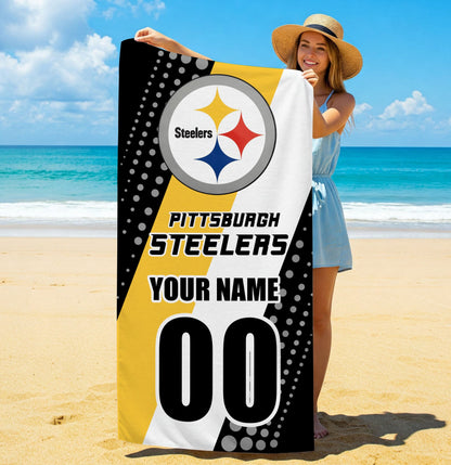 LIMITED EDITION - NEW CUSTOMIZED NFL14 PSB PITTSBURGH STEELERS BEACH & BATH TOWEL