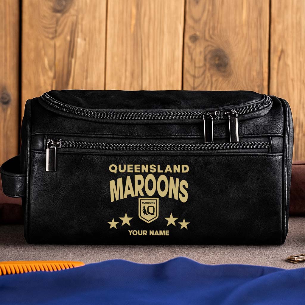 LIMITED EDITION - NEW 18 QSM MEN'S LEATHER TOILETRY BAG CUSTOM NAME PERFECT GIFT FOR FAN