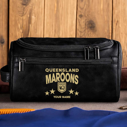 LIMITED EDITION - NEW 18 QSM MEN'S LEATHER TOILETRY BAG CUSTOM NAME PERFECT GIFT FOR FAN