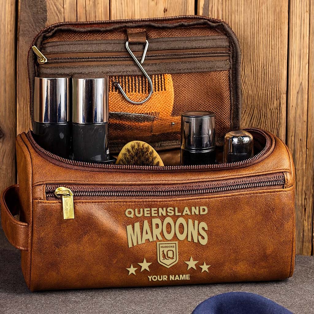 LIMITED EDITION - NEW 18 QSM MEN'S LEATHER TOILETRY BAG CUSTOM NAME PERFECT GIFT FOR FAN