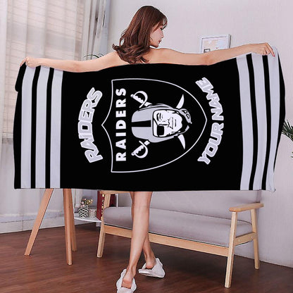 LIMITED EDITION - NEW CUSTOMIZED NFL07 LVR LAS VEGAS RAIDERS BEACH & BATH TOWEL