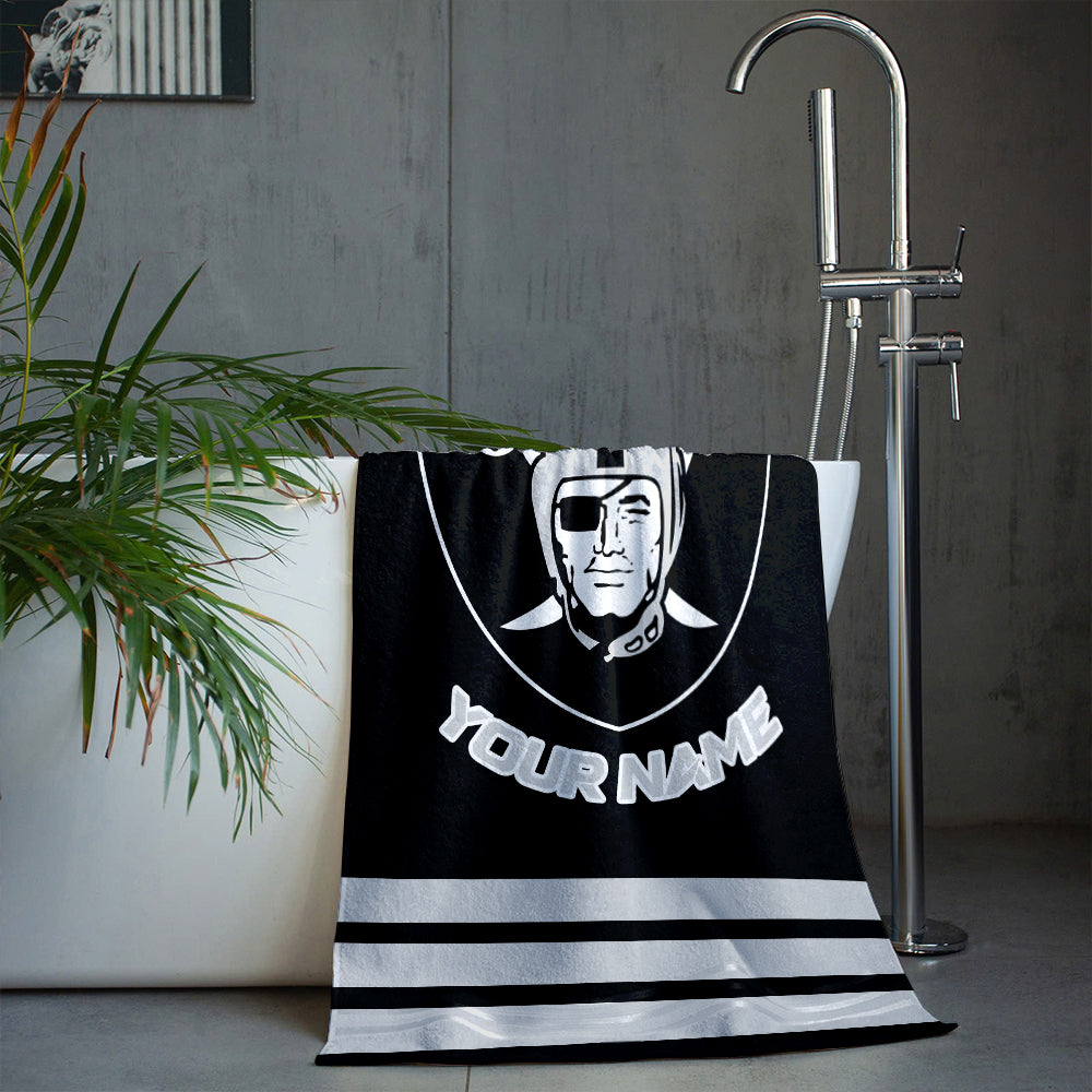 LIMITED EDITION - NEW CUSTOMIZED NFL07 LVR LAS VEGAS RAIDERS BEACH & BATH TOWEL