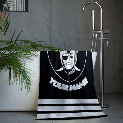 LIMITED EDITION - NEW CUSTOMIZED NFL07 LVR LAS VEGAS RAIDERS BEACH & BATH TOWEL