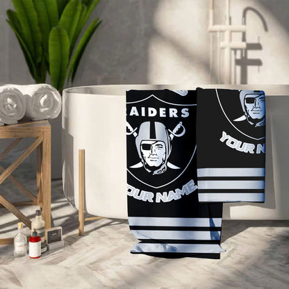 LIMITED EDITION - NEW CUSTOMIZED NFL07 LVR LAS VEGAS RAIDERS BEACH & BATH TOWEL