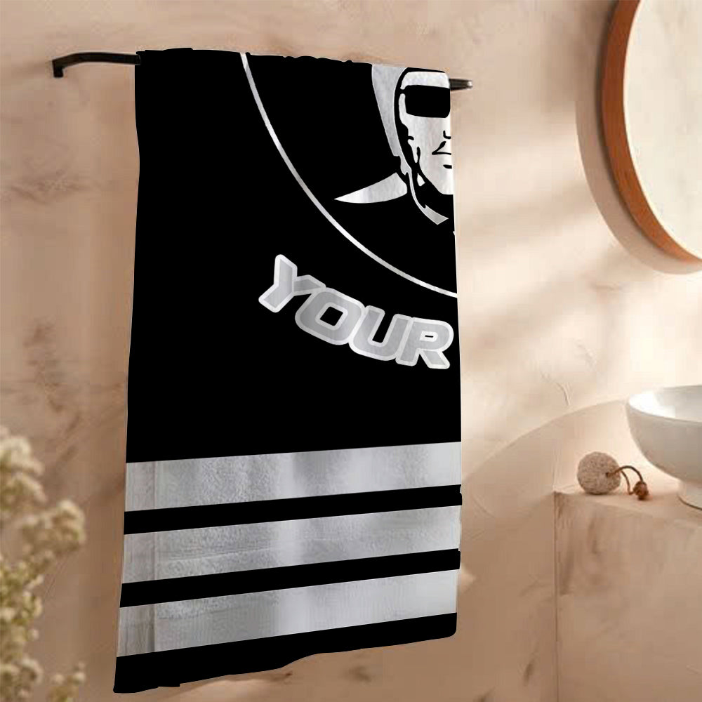 LIMITED EDITION - NEW CUSTOMIZED NFL07 LVR LAS VEGAS RAIDERS BEACH & BATH TOWEL