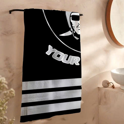 LIMITED EDITION - NEW CUSTOMIZED NFL07 LVR LAS VEGAS RAIDERS BEACH & BATH TOWEL