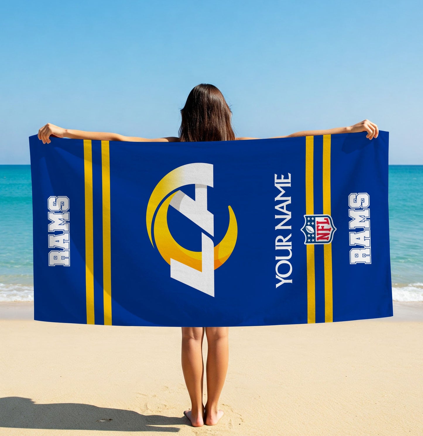 LIMITED EDITION - NEW CUSTOMIZED NFL22 LAR LOS ANGELES RAMS BEACH & BATH TOWEL (KIDS & ADULTS)
