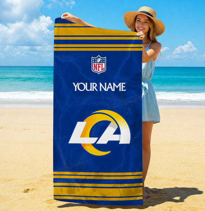 LIMITED EDITION - NEW CUSTOMIZED NFL22 LAR LOS ANGELES RAMS BEACH & BATH TOWEL (KIDS & ADULTS)