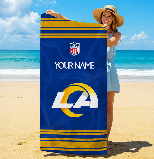 LIMITED EDITION - NEW CUSTOMIZED NFL22 LAR LOS ANGELES RAMS BEACH & BATH TOWEL (KIDS & ADULTS)