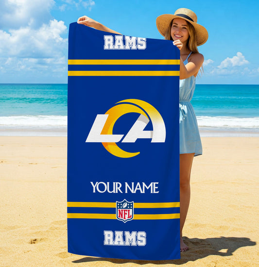 LIMITED EDITION - NEW CUSTOMIZED NFL22 LAR LOS ANGELES RAMS BEACH & BATH TOWEL (KIDS & ADULTS)