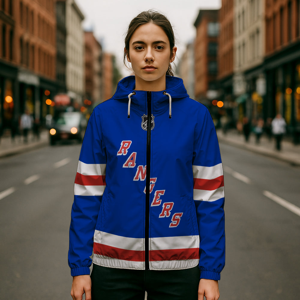 LIMITED EDITION - NEW CUSTOMIZED NHL24 NYR NEW YORK RANGERS WINDBREAKER JERSEY JACKET