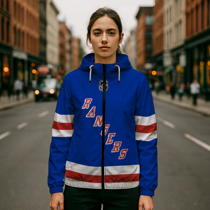 LIMITED EDITION - NEW CUSTOMIZED NHL24 NYR NEW YORK RANGERS WINDBREAKER JERSEY JACKET