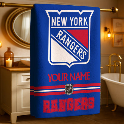 LIMITED EDITION - NEW CUSTOMIZED NHL24 NYR NEW YORK RANGERS BEACH & BATH TOWEL