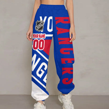 LIMITED EDITION - NEW CUSTOMIZED NHL24 NYR NEW YORK RANGERS LONG PANTS