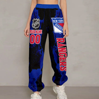 LIMITED EDITION - NEW CUSTOMIZED NHL24 NYR NEW YORK RANGERS LONG PANTS