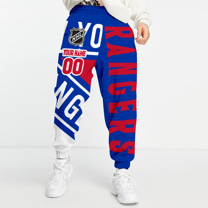 LIMITED EDITION - NEW CUSTOMIZED NHL24 NYR NEW YORK RANGERS LONG PANTS